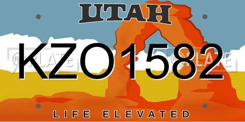 KZO1582 Utah License Plate