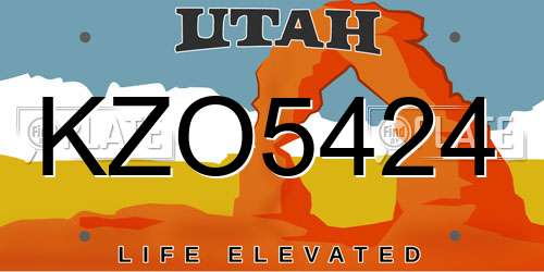 KZO5424 Utah License Plate