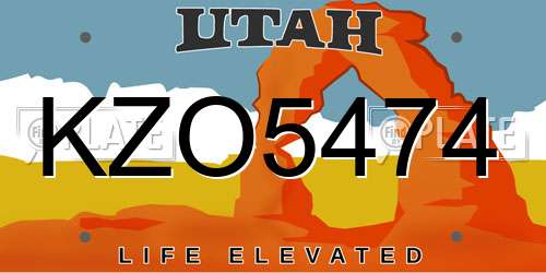 KZO5474 Utah License Plate