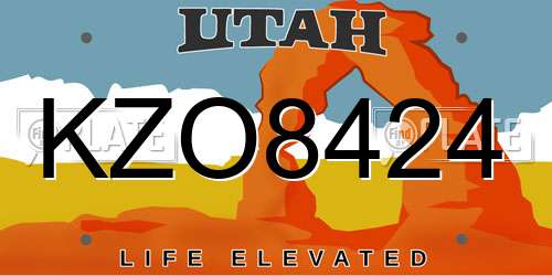 KZO8424 Utah License Plate