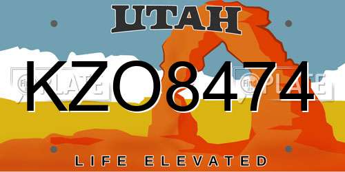 KZO8474 Utah License Plate