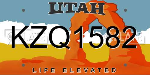 KZQ1582 Utah License Plate