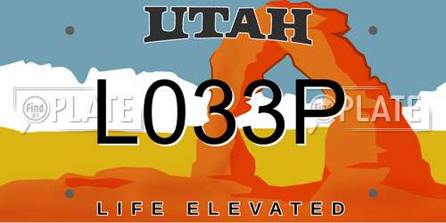 L033P Utah License Plate