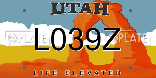 L039Z Utah License Plate