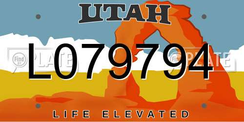 L079794 Utah License Plate