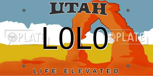 L0L0 Utah License Plate