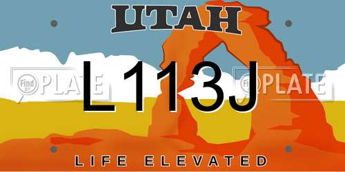 L113J Utah License Plate
