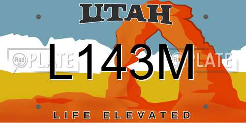 L143M Utah License Plate
