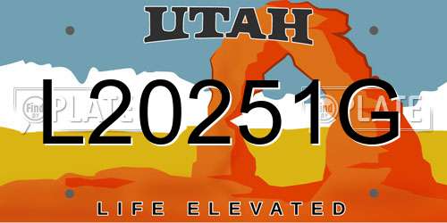 L20251G Utah License Plate