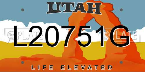 L20751G Utah License Plate