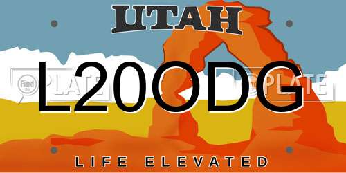 L20ODG Utah License Plate