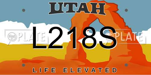 L218S Utah License Plate