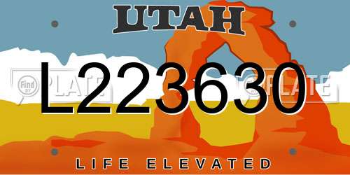L223630 Utah License Plate