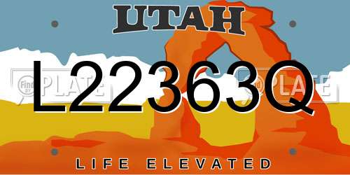 L22363Q Utah License Plate