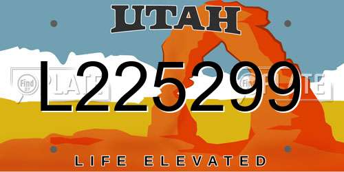 L225299 Utah License Plate