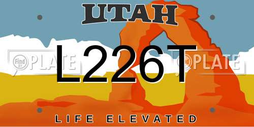 L226T Utah License Plate