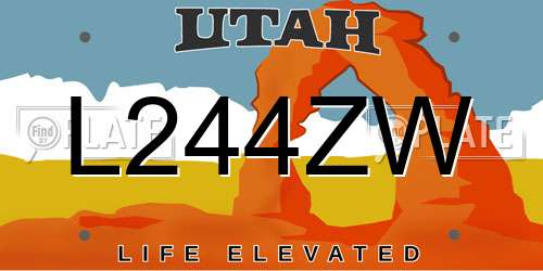 L244ZW Utah License Plate
