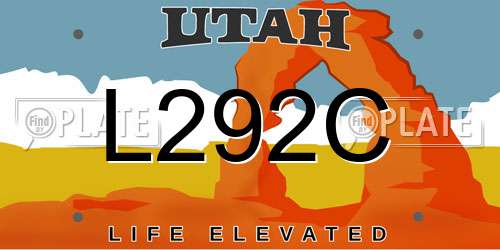 L292C Utah License Plate