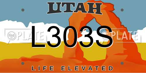 L303S Utah License Plate
