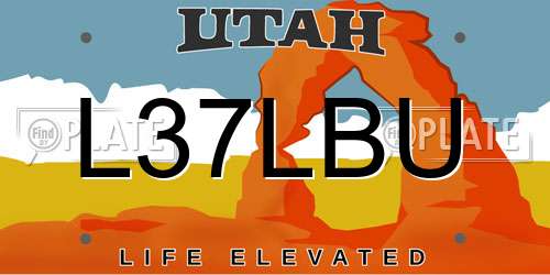 L37LBU Utah License Plate