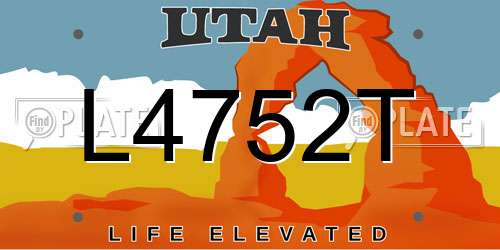 L4752T Utah License Plate