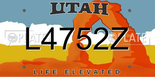 L4752Z Utah License Plate