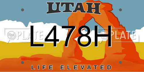 L478H Utah License Plate