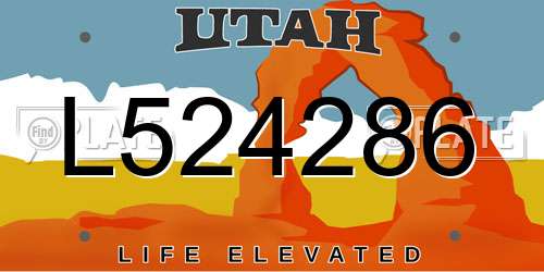 L524286 Utah License Plate
