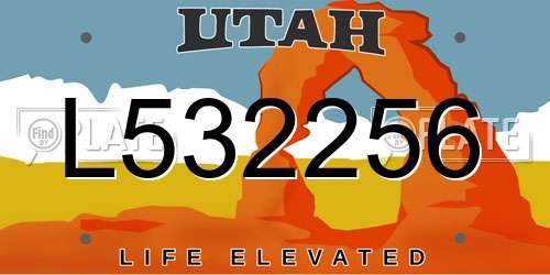 L532256 Utah License Plate
