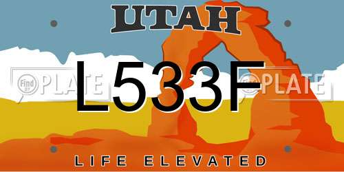 L533F Utah License Plate