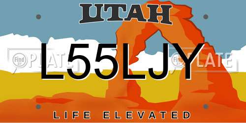 L55LJY Utah License Plate