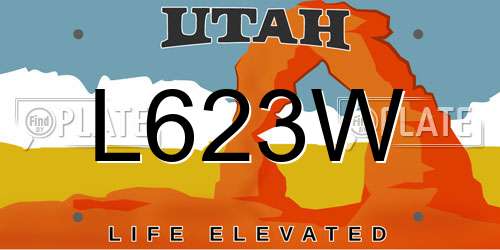 L623W Utah License Plate