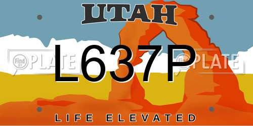 L637P Utah License Plate