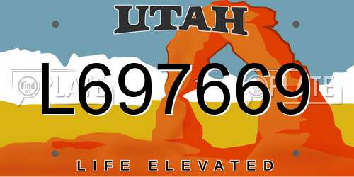 L697669 Utah License Plate