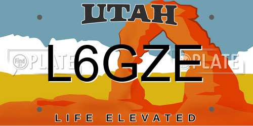 L6GZE Utah License Plate