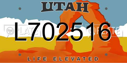 L702516 Utah License Plate