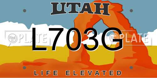L703G Utah License Plate