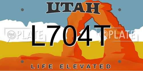 L704T Utah License Plate