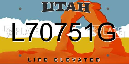 L70751G Utah License Plate