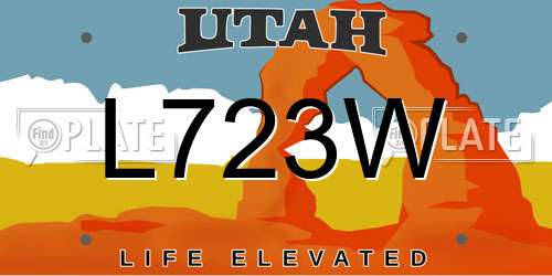 L723W Utah License Plate
