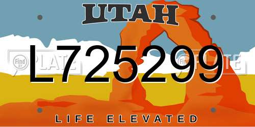 L725299 Utah License Plate