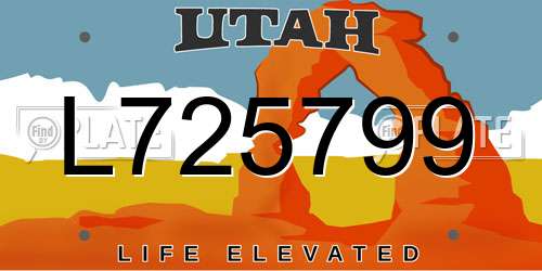 L725799 Utah License Plate