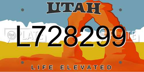 L728299 Utah License Plate