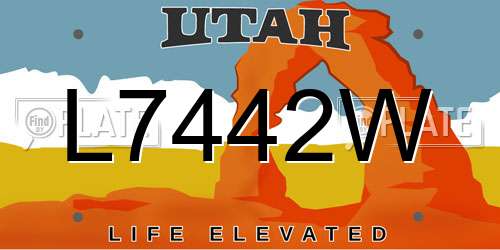 L7442W Utah License Plate