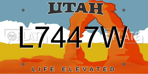 L7447W Utah License Plate