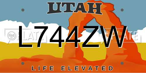 L744ZW Utah License Plate