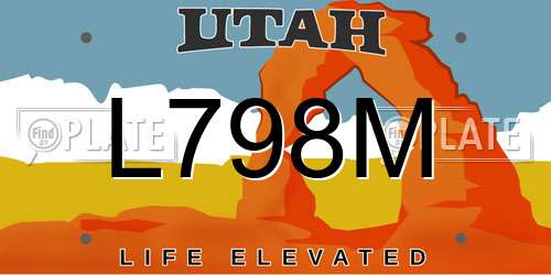 L798M Utah License Plate