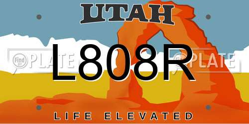 L808R Utah License Plate