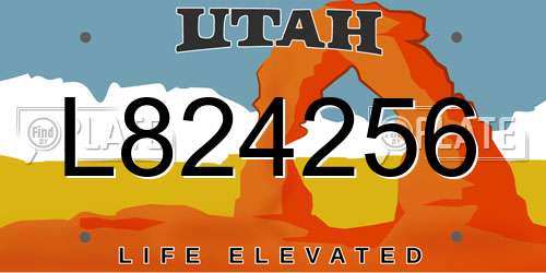 L824256 Utah License Plate