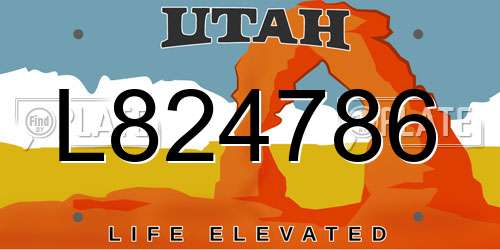 L824786 Utah License Plate